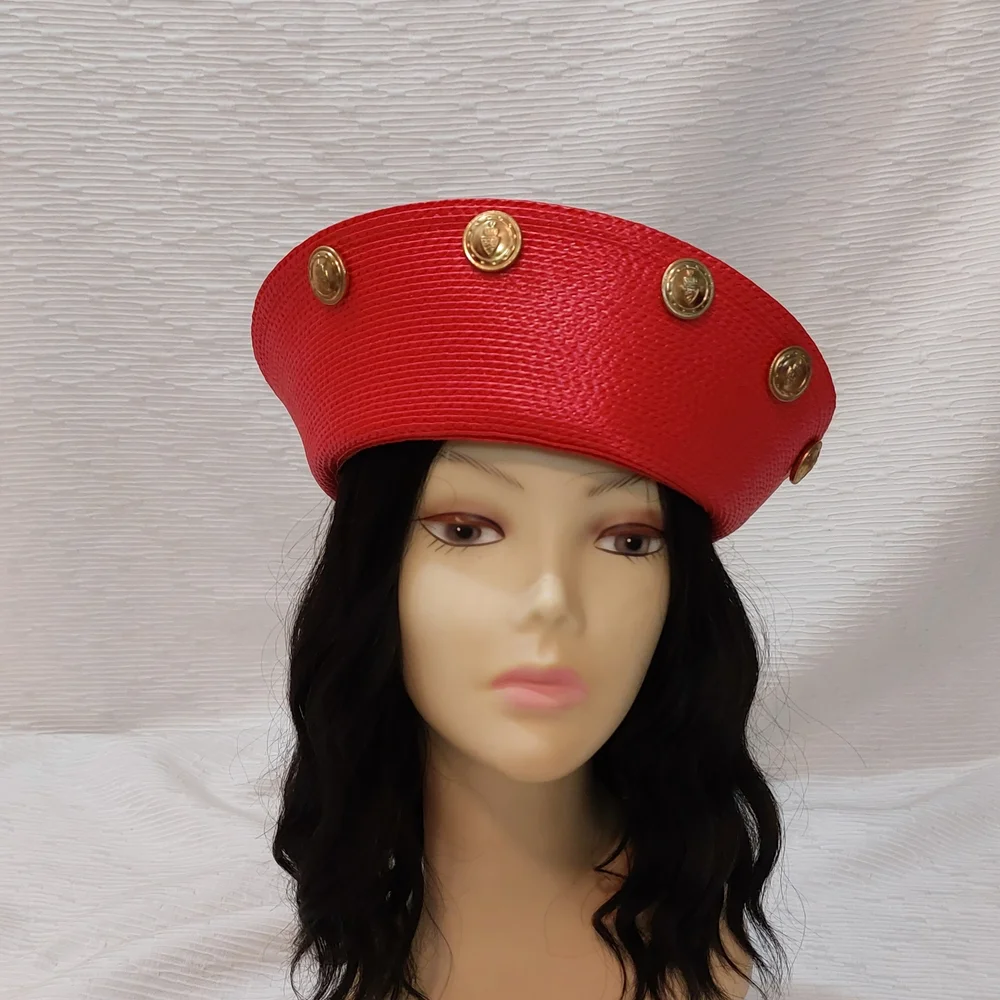 Vintage Red Beret with Gold Medallion Accents - Women Accessories - Picture 5 of 14